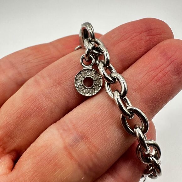 Citizen Eco-Drive Rhinestone Watch Purses Charm Bracelet Silver Tone - Picture 12 of 16